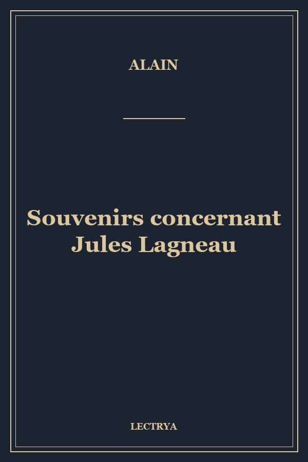 Souvenirs concernant Jules Lagneau